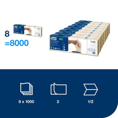 Servett TORK Pre N4 2-lag natur 1000/fp Primmeshiper