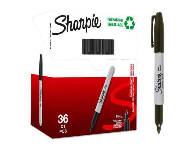 Märkpenna SHARPIE F svart 32+4/fp - Primmeshiper