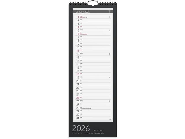 VÀggkal Lilla Miljökalender Elegant 2026 Primmeshiper