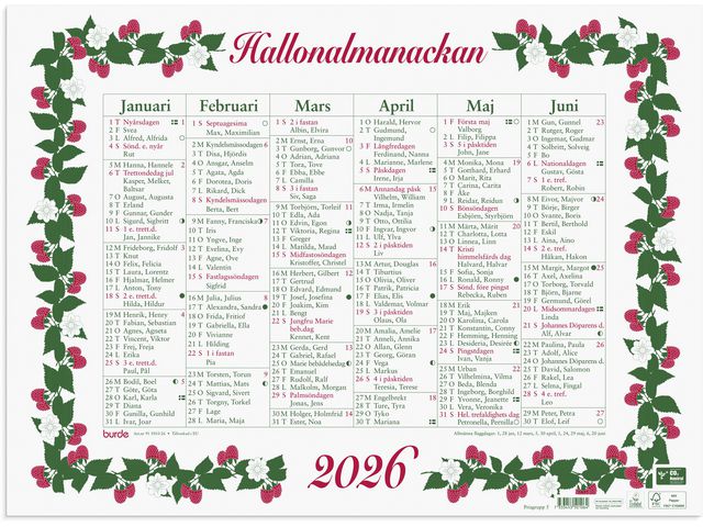 VĂ€ggkalender Stora Hallonalmanackan 2026 Primmeshiper