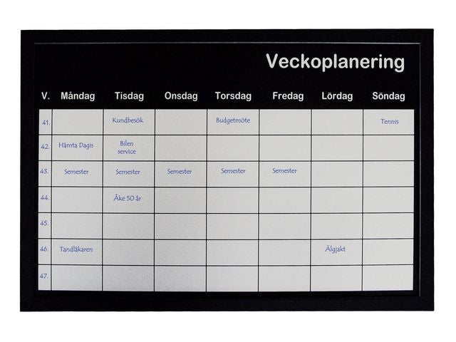 Tavla veckoplanering 60x40cm silver - Primmeshiper