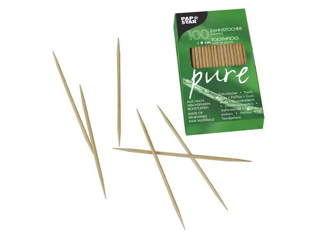 Tandpetare PURE TrÀ rund 8cm 100/fp - Primmeshiper
