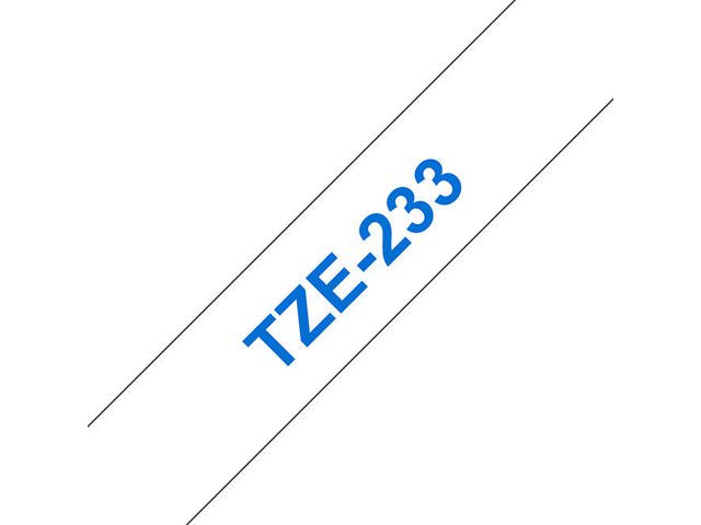 Tape BROTHER TZE233 12mm blå på vit - Primmeshiper