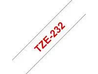 Tape BROTHER TZE232 12mm Röd pÄ Vit Primmeshiper