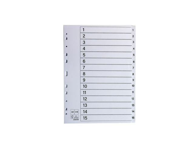 Register plastflik 1-15 vit 10/fp - Primmeshiper