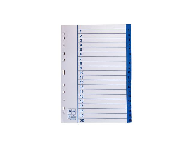 Pappersregister A4 1-20 10/fp - Primmeshiper