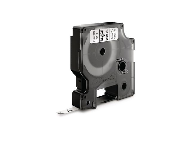 Tape DYMO D1 6mm svart på vit - Primmeshiper