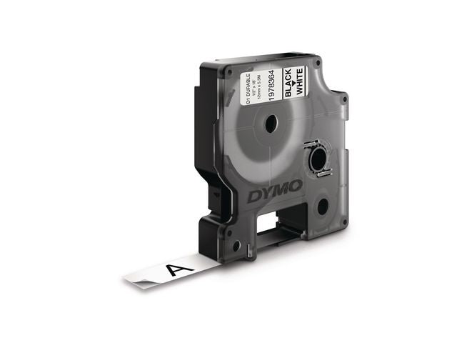Tape DYMO Durable D1 12mm svart på vit - Primmeshiper