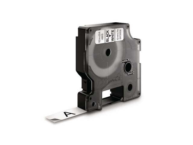 Tape DYMO D1 12mm svart på vit 10/fp - Primmeshiper