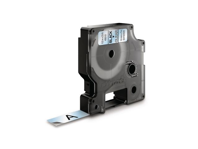 Tape DYMO D1 12mm svart på klar - Primmeshiper