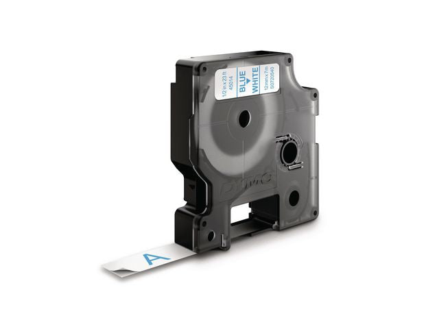 Tape DYMO D1 12mm blå på vit - Primmeshiper