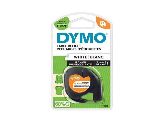 Tape DYMO LetraTAG Iron on svart på vit - Primmeshiper