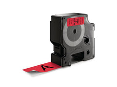 Tape DYMO D1 24mm svart på röd - Primmeshiper