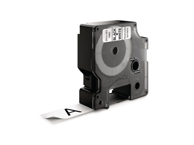 Tape DYMO D1 19mm perm. svart på vit - Primmeshiper