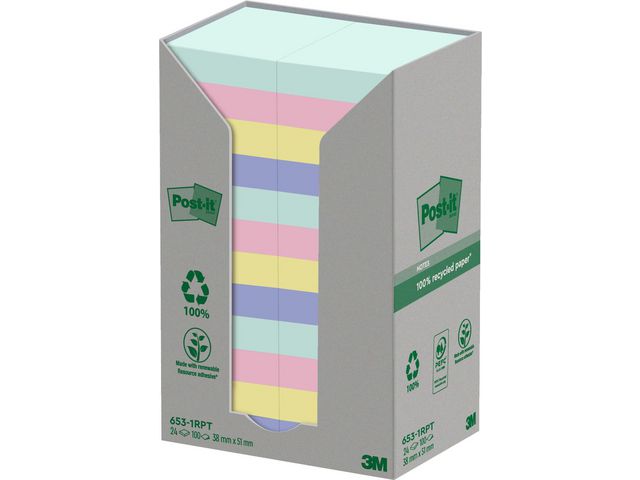 Notes POST-IT 100%rec 38x51 sort.f 24/fp - Primmeshiper