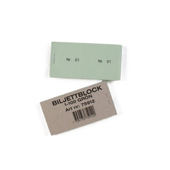 Biljettblock 1-100 grön Primmeshiper
