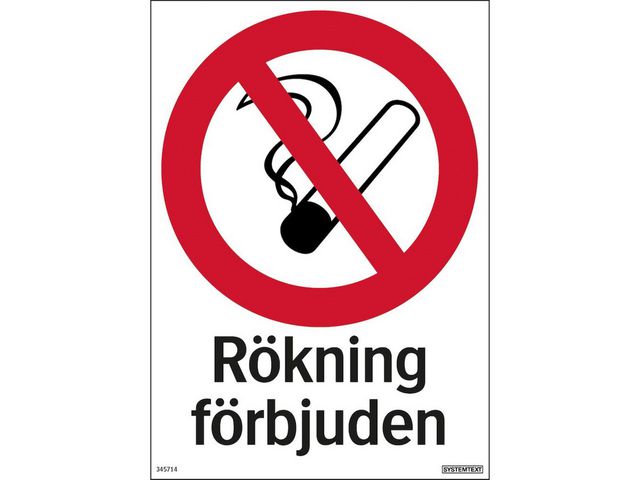 Skylt Rökning förbjuden 210x297mm - Primmeshiper