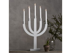Kerstkandelaar 5 kaarsen 35x67cm hout wit