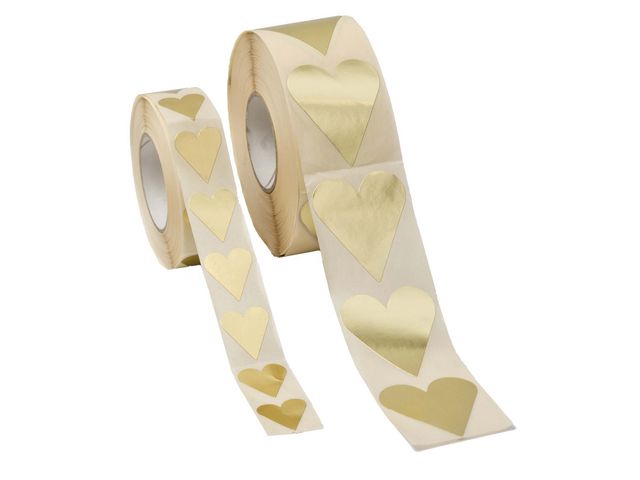 Etikett hjärta guld 40x48mm 1000/RL - Primmeshiper