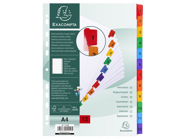 Kartongregister EXACOMPTA 1-12 multifärg - Primmeshiper