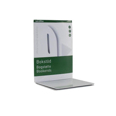 Boekensteun metaal 15cm, wit 2/st