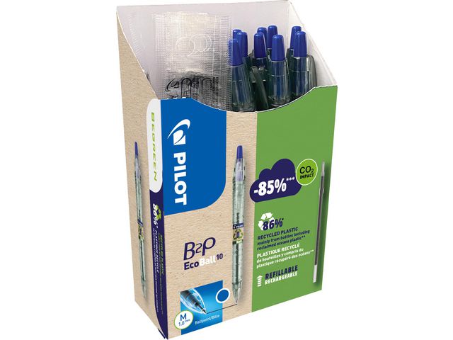 Kulpenna PILOT Ecoball 1mm blå 10+10/fp - Primmeshiper